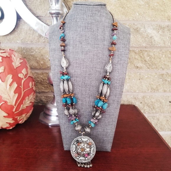 Boho Beaded Multi Strand Necklace - Picture 2 of 13